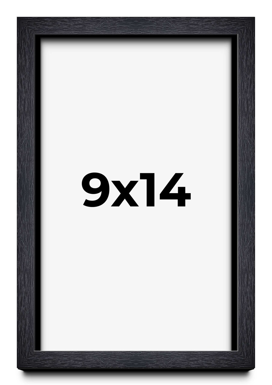 9x14 Shadow Box 1" Depth Black Picture Frame - UV Acrylic, Backing, Hanging Hardware